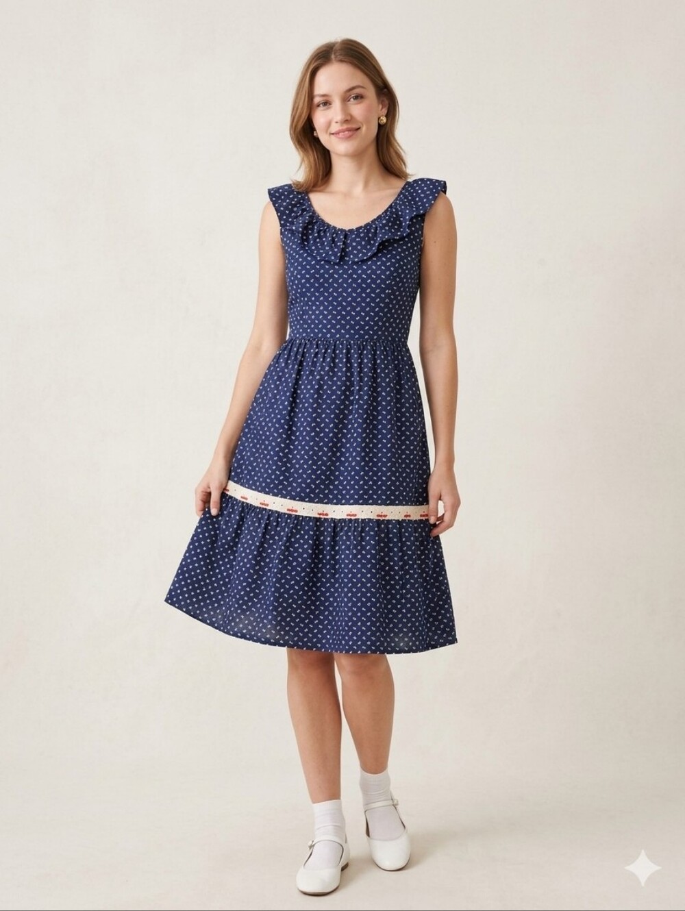 Classical Nautical Vintage Midi Dress, Great Condition Small4/6